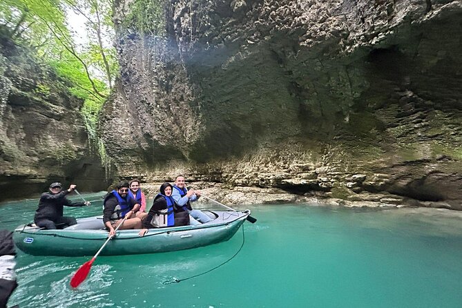 From Kutaisi:Canyons and caves tour with transfer to Tbilisi - Prometheus Cave (Kumistavi): Stalactites, Underground Rivers, Cave Lakes, and Amirani Folklore