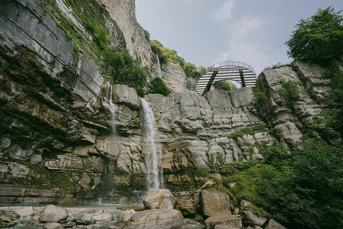 Prometheus cave, Martvili canyon, Okatse waterfall and Lomina lake from Kutaisi - Okatse Waterfall and the weather reality